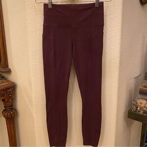 ATHLETA Women Eggplant Purple Laser Cut Cropped Leggings Size Xsmall